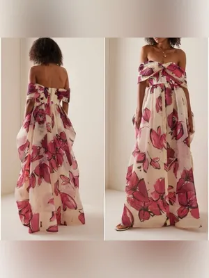 NWT Aje Cordelia Corsetted Maxi Dress In Falling Florals Pink Size 12 thumbnail 2