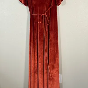 Baltic Born Orange Velvet Wrap Maxi Dress Womens L Fall Boho Hippie Classic thumbnail 10