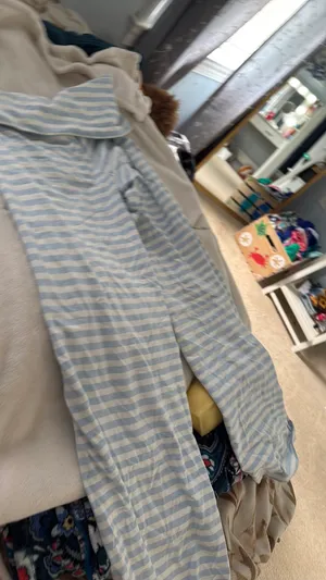 Target Blue and white striped fold over pants thumbnail 3