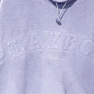 Playboy Sweater Adult Medium Blue Oversized Cropped Mock Neck Sherpa Fleece thumbnail 3