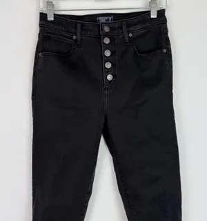 Abercrombie & Fitch High Rise Super Skinny Ankle Jeans Button Fly Black Size 28 thumbnail 2