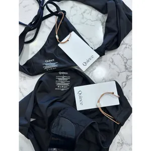 NWT Quince Black Knot Tie Bikini Top & High Rise Bottom Set Size Medium thumbnail 3