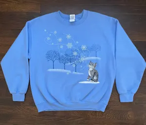 Blue Cat Crewneck Sweatshirt thumbnail 1