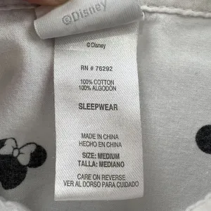 Disney Minnie Mouse Button Down‎ Long Sleeve Tunic Sleepwear White/ Black Medium thumbnail 10