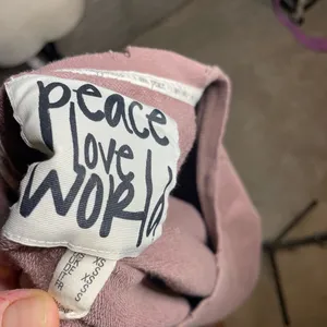 Peace Love World‎ Mauve Raw Edge Crewneck Distressed Casual Sweatshirt Size XS thumbnail 5
