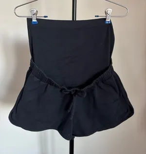 a:glow Black High-Waist Fold-Over Lounge Shorts with Drawstring thumbnail 1