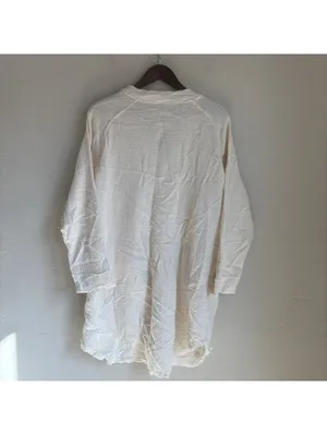 La Miel Womens Large Cream White Gauze Cotton Raw Hem Button Front Tunic Dress thumbnail 5
