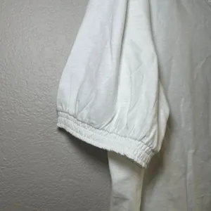NWT J. Crew Smocked henley knit top white women's xl cottage coquette minimal thumbnail 2