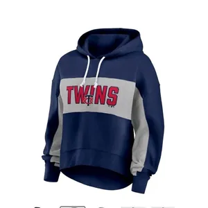 Fanatics Women Minnesota Twins Baseball Navy Stripe Logo Pullover Hoodie Sweatshirt LARGE thumbnail 10