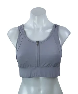 Varley Gray Purple Sleeveless Zip Up Yoga Athletic Crop Top Sports Bra Size M thumbnail 1