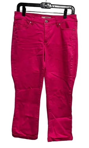 Vintage America Blues Boho Crop Hot Pink Jeans Size 6/28 Magenta Cuffed‎ Denim thumbnail 1