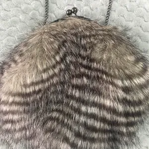 Chico’s Elegant Gray Fax Chain Fur Shoulder Bag thumbnail 3