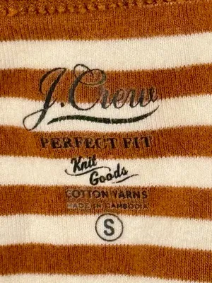 J.Crew "Perfect Fit" Brown & Cream Striped Square Neck Top - Small thumbnail 2
