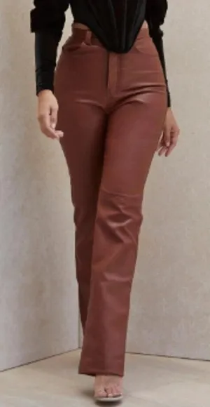 House Of CB Brown‎ Faux Leather High Rise Pants thumbnail 1