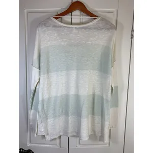 Free People Beach Boho Colorblock‎ Linen Blend Sweater Women XS Oversized Resort thumbnail 4