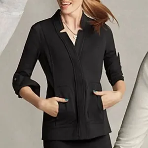 Cabi Around the Clock Black Zip Mandarin Collar Zip Blazer Jacket #5480 Size S thumbnail 7