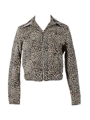 new Valfre ☻︎ January Crop Jacket ☻︎ Leopard Print ☻︎ Black Vinyl Collar ☻︎ XS thumbnail 4