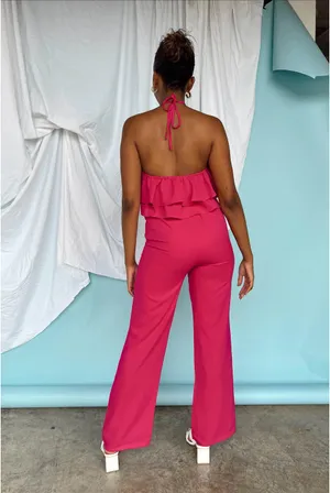 Vestique Fuchsia Halter Top and Pant Set thumbnail 4