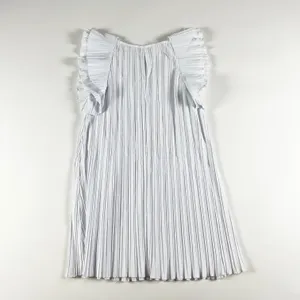 ZARA Cotton Poplin Accordion Pleated Flutter Sleeve Pullover Mini Sleep White S thumbnail 3
