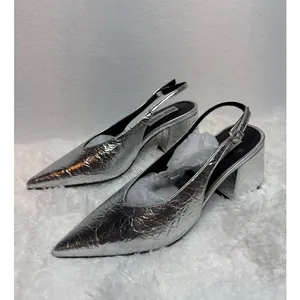 NWT Steve Madden Faryn Slingback Pumps silver size 6.5 thumbnail 8