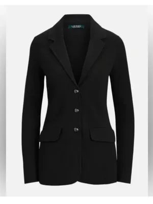 Lauren Ralph Lauren Sweater Blazer L Black Cotton Classic Preppy Office Academia thumbnail 2
