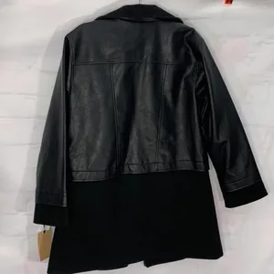 NWT |‎ Halogen Black Asymmetric Zip Mix Media Faux Leather Coat Jacket thumbnail 4