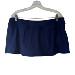 Lands End Navy Blue Swim Skirt‎ Size 16 Built-in Brief Side Slit Skort Swimsuit thumbnail 2