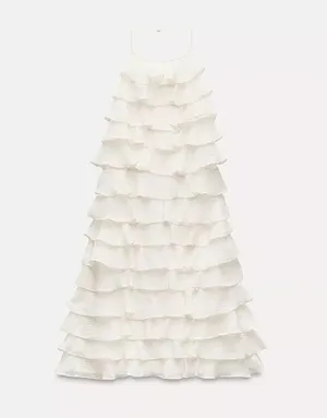 Zara ivory ecru mini dress halter ruffle Bohemian summer vacation evening casual thumbnail 10