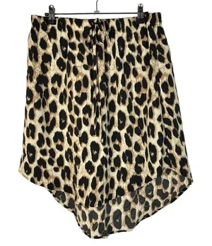 Boutique Light Brown Leopard Print Dip Hem Mini Skirt‎ XL thumbnail 1