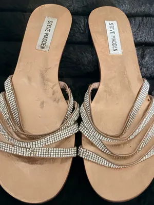Steve Madden Nude/Tan Rhinestone Slide Sandals thumbnail 1