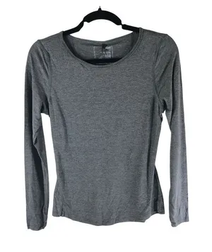Universal Standard Mia Long Sleeve Easy Active Tee Heather Gray 4XS US 00-0 thumbnail 1