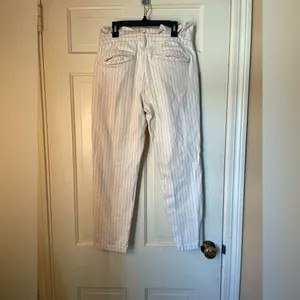 Free People Montella Cream & Brown Pinstripe High Rise Paperbag Jeans 12 thumbnail 8