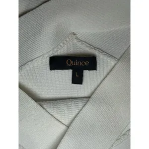 Quince White Cropped Halter Ribbed Knit Sleeveless Tank Top Women’s Size Large thumbnail 9