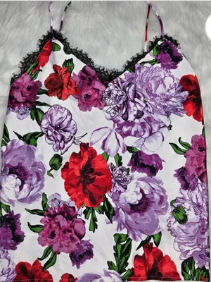 Victoria’s Secret camisole top satin floral lace trim and open back size large thumbnail 4