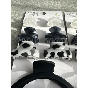 Time And‎ Tru Hair Claw Clip Lot of 2 Sets, 14 Total Black Clear White Lg Small thumbnail 6