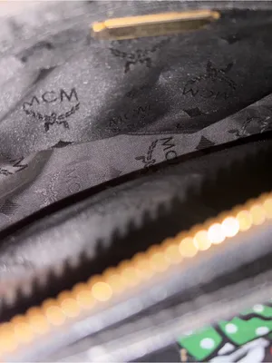 MCM Black Leather Satchel with Gold Hardware thumbnail 8