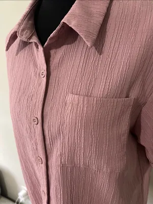 Casual Feminine Preppy Chic Minimalistic Collared Dusty Rose Button-Down Shirt thumbnail 6