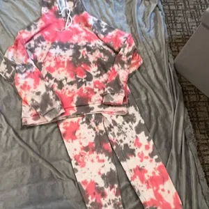 Tie-Dye Pajama Set - Pink and Gray thumbnail 1