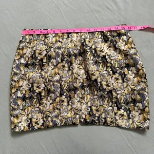 Lioness Large Floral Print Black Gold Retro Mod Low Waisted Mini Skirt Tapestry thumbnail 5