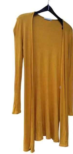 Active USA Mustard Yellow Ribbed Knit Duster Cardigan J10202 Mens Medium thumbnail 1