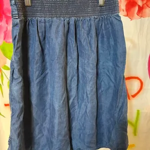X82. Zara blue denim skirt with elastic waistband Size XS thumbnail 3