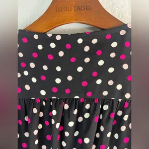 Kate Spade L Drop Waist Wrap Black and Pink Polka Dot Dress thumbnail 5