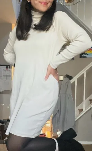Old Navy Cream Mock Neck Long Sleeve Dress thumbnail 1
