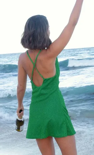 Peppermayo Sparkly Green Cowl Neck Dress thumbnail 3