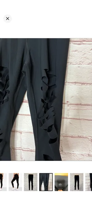 Alo Yoga High Waisted Ripped Warrior Legging Black Small Like New. Laser cut shred. Smoothing material. 12-13” waist 12” rise 29” inseam thumbnail 3