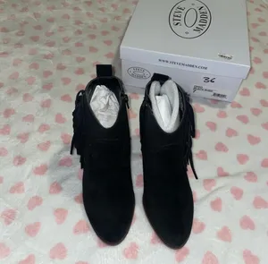 Steve Madden black boots suede fringe size 7 new in box thumbnail 5