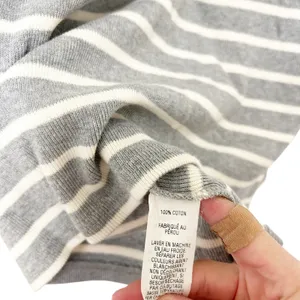 LL Bean Gray White Striped Ribbed Turtleneck Sz L thumbnail 2