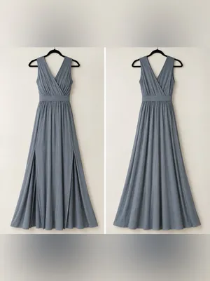 Lulus Gray Sleeveless Maxi Dress Double Slit Jersey Size Small thumbnail 4