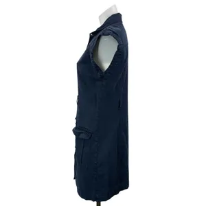 YPB Abercrombie & Fitch Navy Blue Short Sleeve Button Denim Jean Shirt Dress XS thumbnail 2