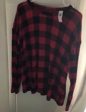 Old Navy Red Black Check Plaid Shirt M thumbnail 1
